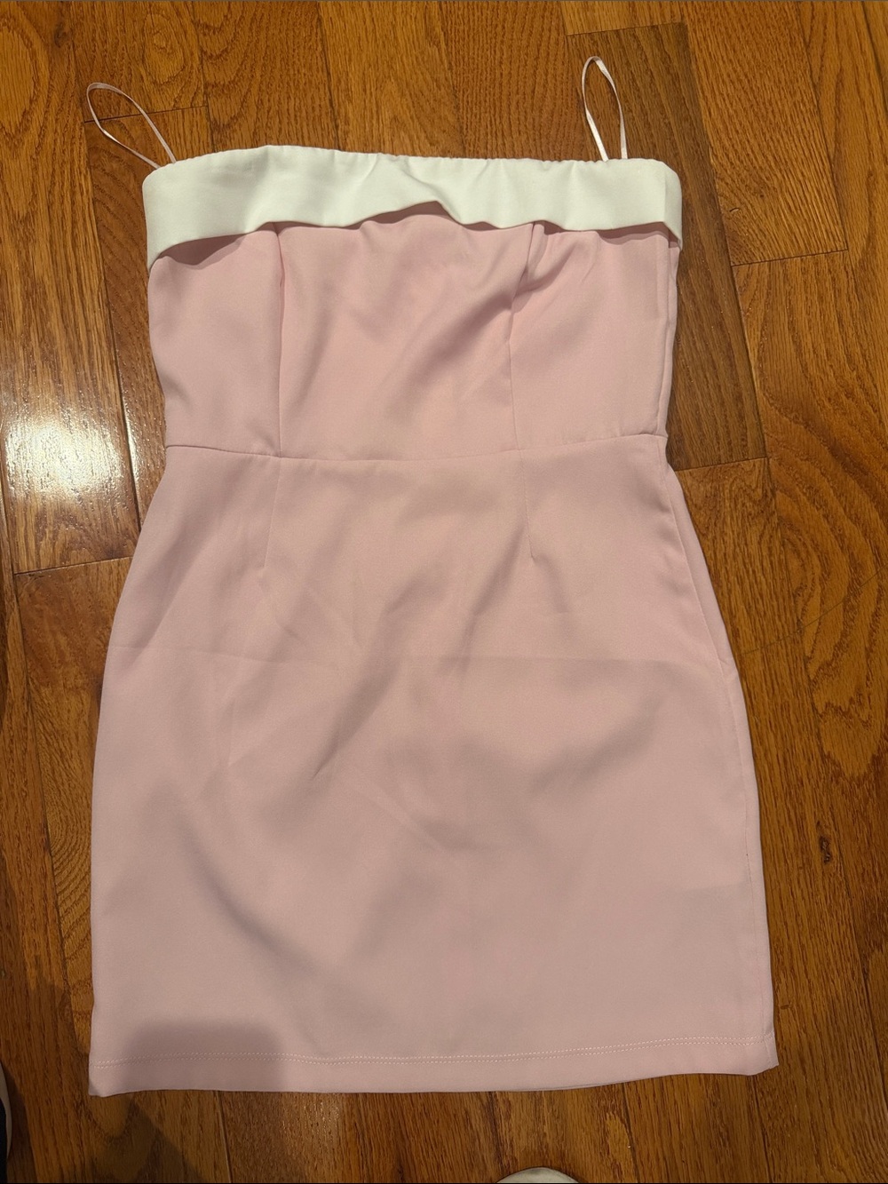 Edikted Light Pink Mini Dress with White Bandeau Trim